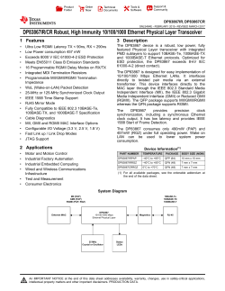 DP83867IR/CR Robust, High Immunity 10/100/1000 Ethernet