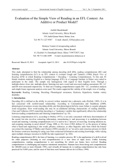 Evaluation of the Simple View of Reading in an EFL Context: An