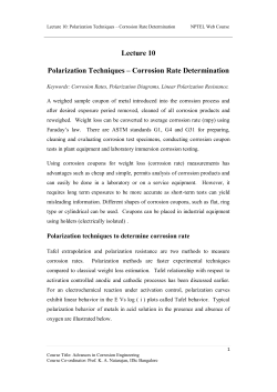 Lecture 10 Polarization Techniques &ndash; Corrosion Rate