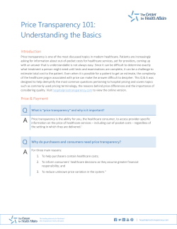 Price Transparency 101 - The Center for Health Affairs