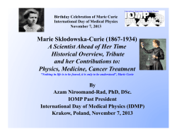 Marie Sklodowska-Curie (1867-1934) A Scientist Ahead of Her Time