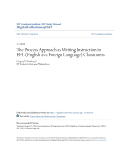 The Process Approach as Writing Instruction in EFL