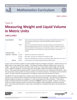 Measuring Weight and Liquid Volume in Metric Units