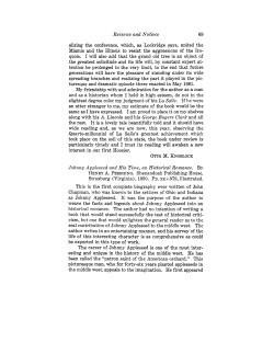 Reviews and Notices Johnny Appleseed and His Time, an Historical