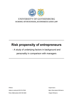 Risk propensity of entrepreneurs