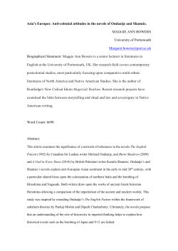Asia`s Europes: Anti-colonial attitudes in the novels of Ondaatje and