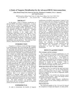 A Study of Tungsten Metallization for the Advanced BEOL