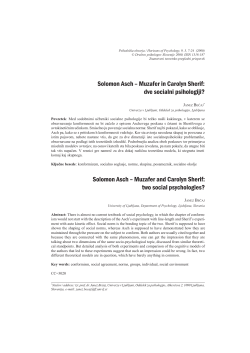 Solomon Asch &ndash; Muzafer in Carolyn Sherif: dve socialni psihologiji