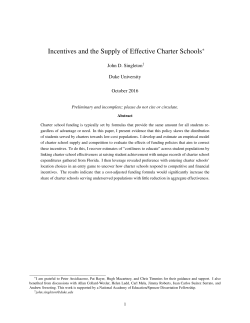 Incentives and the Supply of Effective Charter Schools