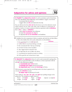 Subjunctive for advice and opinions
