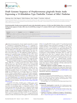 Draft Genome Sequence of Porphyromonas