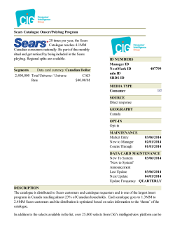Sears Catalogue Onsert/Polybag Program 20 times per year, the
