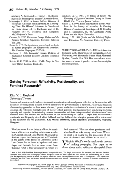 Getting Personal: Reflexivity, Positionality, and Feminist Research*