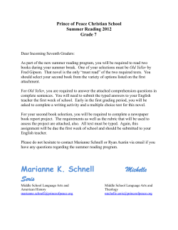 Prince of Peace Christian School Summer Reading 2012