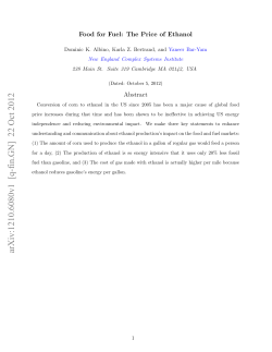 Food for fuel: The price of ethanol