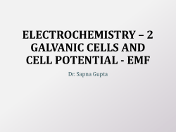 ELECTROCHEMISTRY &ndash; 2 GALVANIC CELLS AND CELL