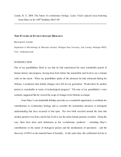 FUTURE OF EVOLUTIONARY BIOLOGY