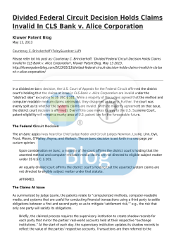 Divided Federal Circuit Decision Holds Claims Invalid In CLS Bank v