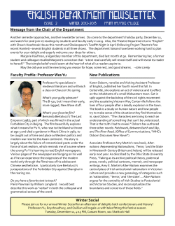 Message from the Chair of the Department