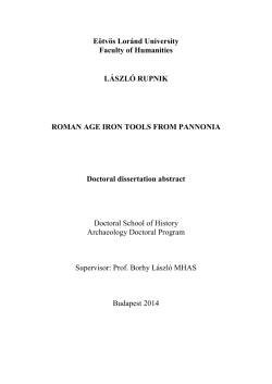 E&ouml;tv&ouml;s Lor&aacute;nd University Faculty of Humanities L&Aacute;SZL&Oacute; RUPNIK