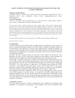 EARLY WARNING SYSTEM FOR THE ROMANIAN BANKING