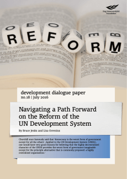 Navigating a Path Forward on the Reform of the UN Development