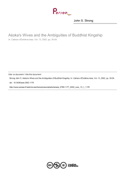 Aśoka`s Wives and the Ambiguities of Buddhist Kingship