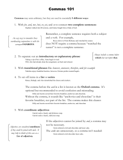 Commas 101 - University of Puget Sound