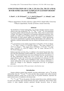 concentration of u-238, u-235, ra-226, th-232 and k