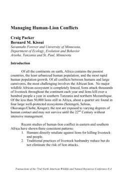 Managing Human-Lion Conflicts - Wildlife Management Institute