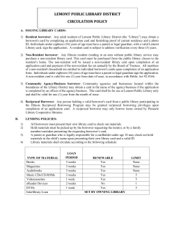 LEMONT PUBLIC LIBRARY DISTRICT CIRCULATION POLICY