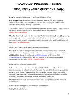 ACCUPLACER FAQs - Bloomsburg University