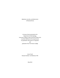 Adjectives, be verbs, and determiners in Manyika Shona An honors