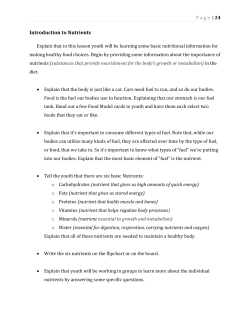 Introduction to Nutrients