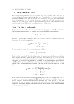 7.2 Integration By Parts