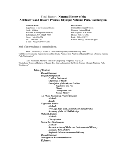 Final Report: Natural History of the Ahlstrom`s and Roose`s Prairies