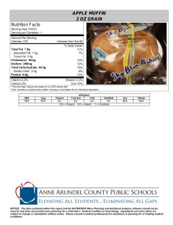 APPLE MUFFIN 2 OZ GRAIN Nutrition Facts