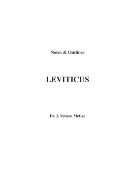leviticus - Thru the Bible