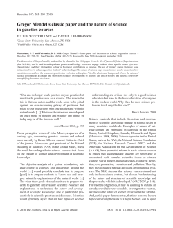 Gregor Mendel`s classic paper and the nature of science in genetics