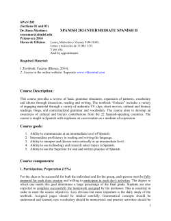 SPANISH 202-INTERMEDIATE SPANISH II Course