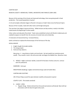 CHAPTER EIGHT MEDIEVAL SOCIETY: HIERARCHIES, TOWNS