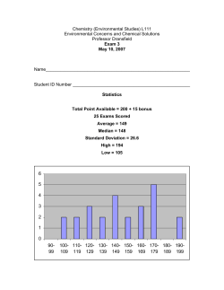 Chemistry (Environmental Studies) L111 Environmental Concerns