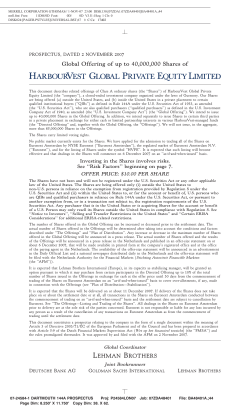Global Offering of up to 40,000,000 Shares of LEHMAN BROTHERS