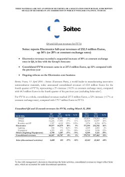 Soitec reports Electronics full-year revenues of 232.3 million Euros