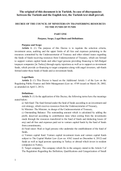 The original of this document is in Turkish. In case of discrepancies