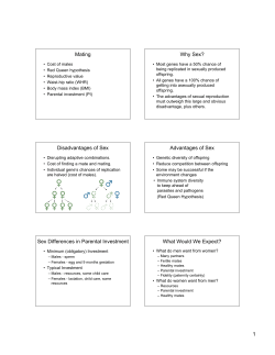 Disadvantages of Sex Advantages of Sex