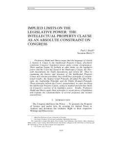 IMPLIED LIMITS ON THE LEGISLATIVE POWER: THE