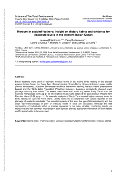 Mercury in seabird feathers: Insight on dietary habits