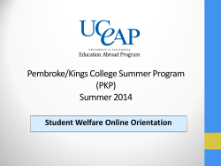 Pembroke/Kings College Summer Program (PKP) Summer 2014