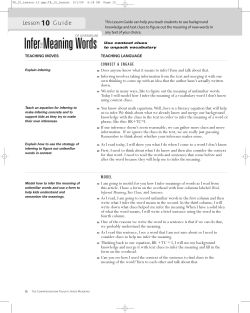 Lesson 10: Inferring the Meaning of Unfamiliar Words